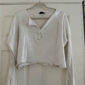 Urban Outfitters Cream Long Sleeve Henley Top